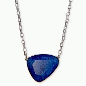 KS McKenna Vintage Silver Necklace in Navy Wood